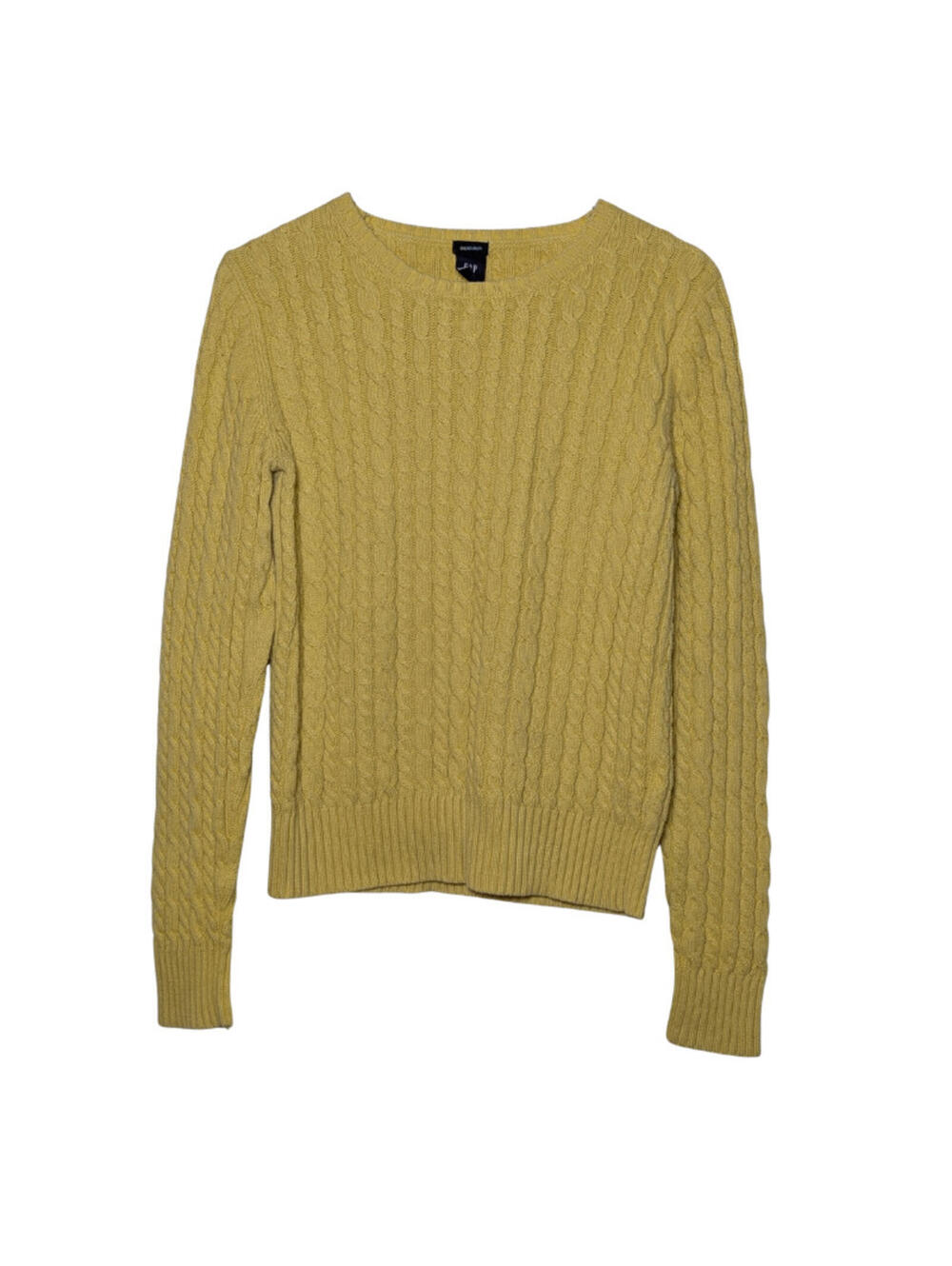 Gap Stretch Women's Cable Knit Crewneck Sweater, Yellow, Size Medium